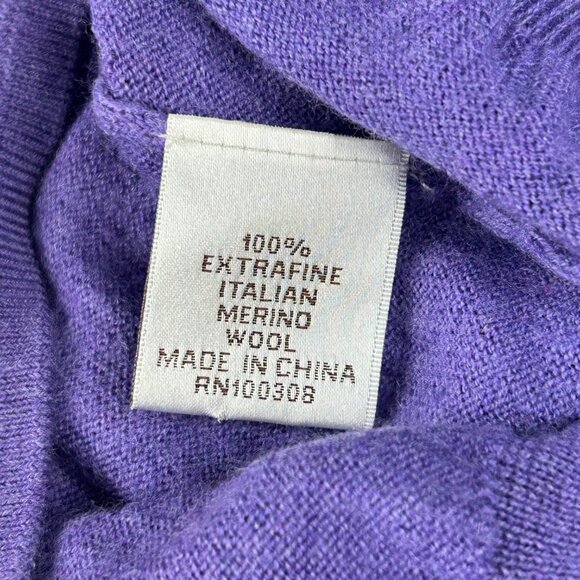 Peter Millar Sweater Men M Extra Fine Italian Merino Wool V-Neck Purple Pullover - Picture 10 of 12
